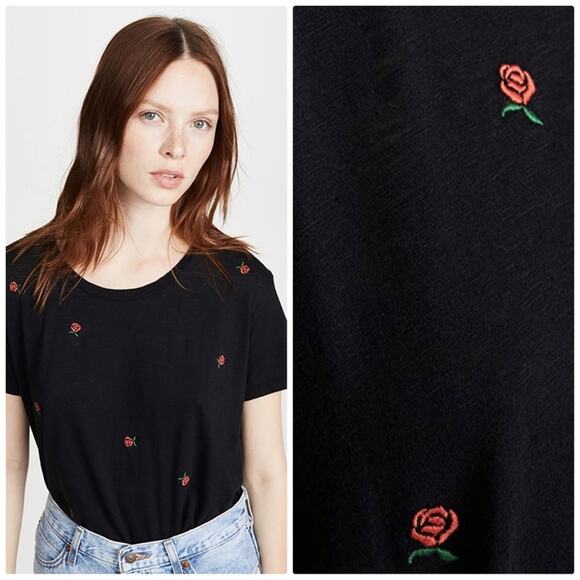 Sundry Embroidered Rose Vintage Tee Size 0 / XS‎ - Picture 1 of 5